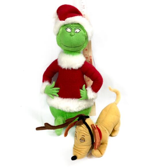 Vintage Grinch with suit pockets and Max plush dolls Dr Seuss for Hallmark Cards - Picture 5 of 5